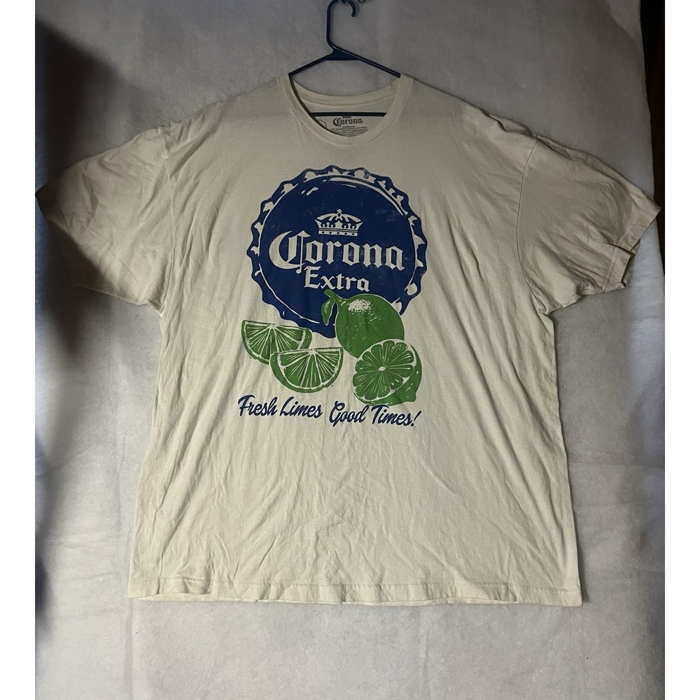 Corona Extra Shirt Mens 3XL Beige Off White Blue Fresh Limes Good Times